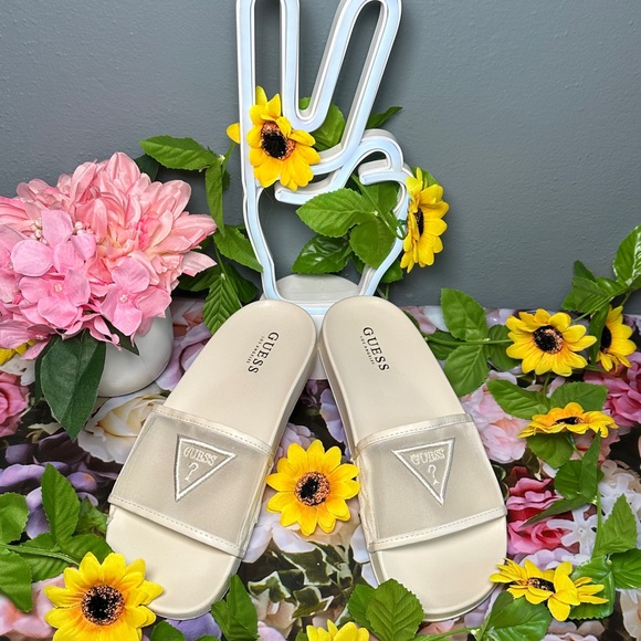 GUESS Women's Beige Slide Sandals - Picture 7 of 14